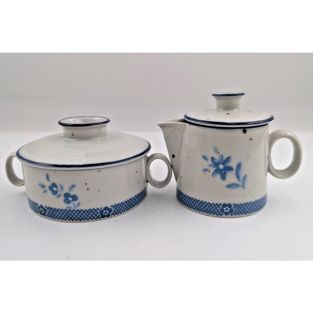 Vintage Dansk Blue Floral Creamer and Sugar Set Refsgaard Denmark